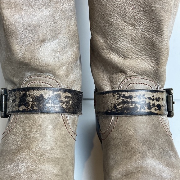 FRYE Slate Brown VERONICA SLOUCH Harness Riding boots Sz 6.5 Distressed Bohemian - Picture 8 of 16